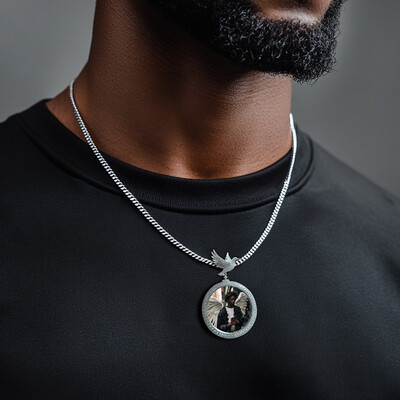Iced Out Peace Dove Photo Pendant