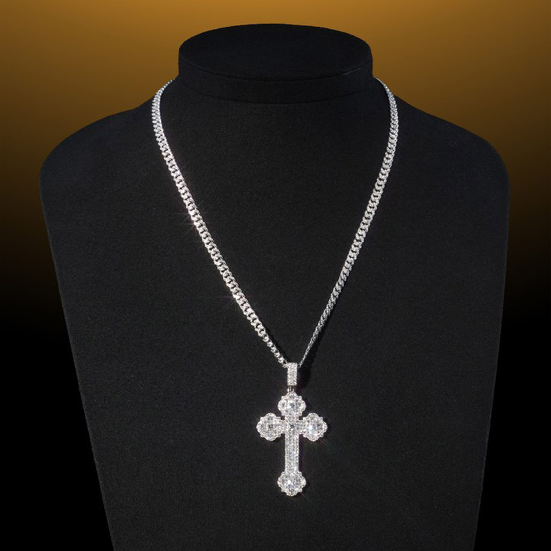 Iced Out Round & Princess Cut Cross Pendant Iced Out Round & Princess Cut Cross Pendant