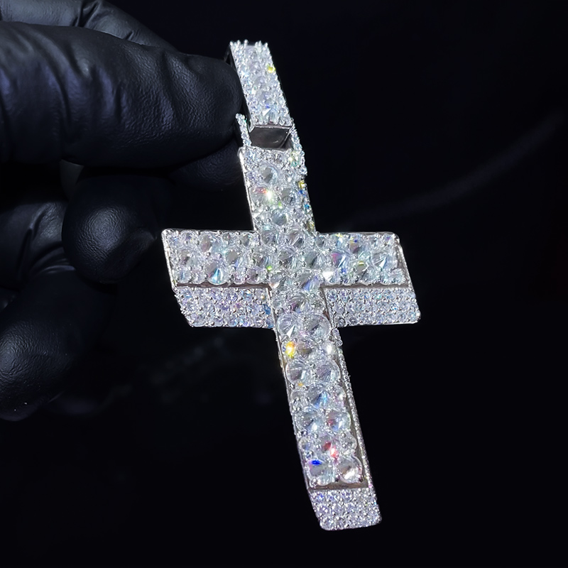Iced Out Inverted Setting Cross Pendant