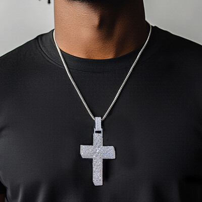 Iced Out Inverted Setting Cross Pendant