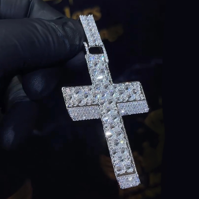 Iced Out Inverted Setting Cross Pendant