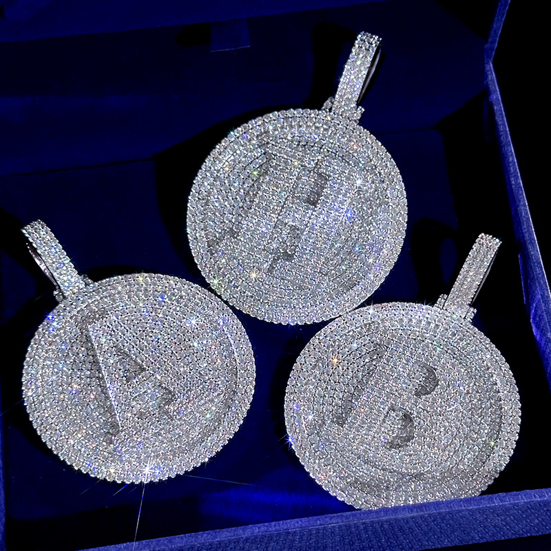 Iced Out A-Z 26 Letter Disc Pendant Iced Out A-Z 26 Letter Disc Pendant