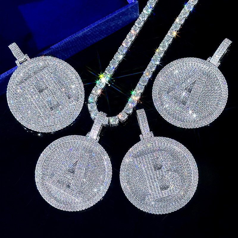 Iced Out A-Z 26 Letter Disc Pendant Iced Out A-Z 26 Letter Disc Pendant