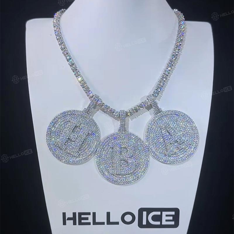 Iced Out A-Z 26 Letter Disc Pendant Iced Out A-Z 26 Letter Disc Pendant