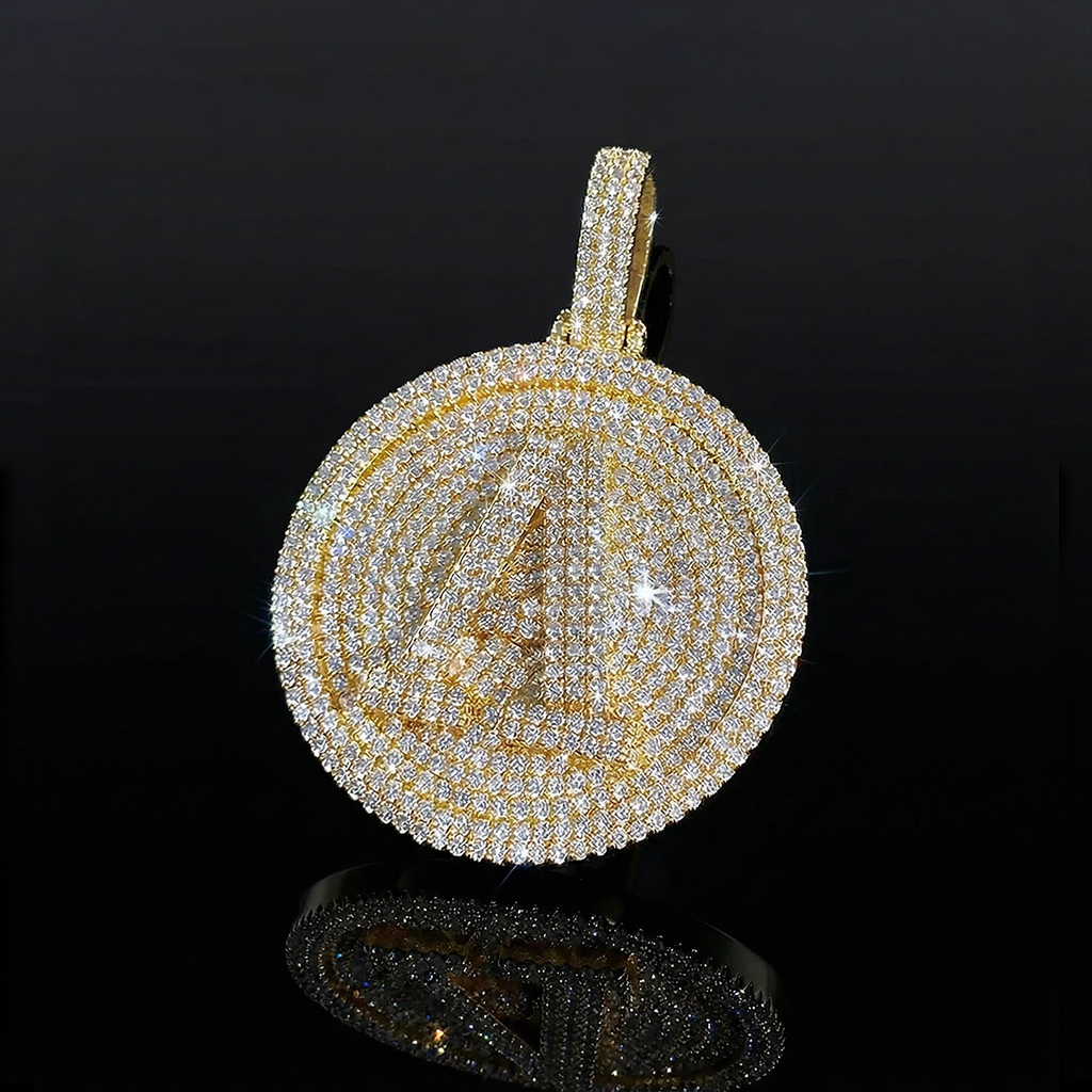 Iced Out A-Z 26 Letter Disc Pendant