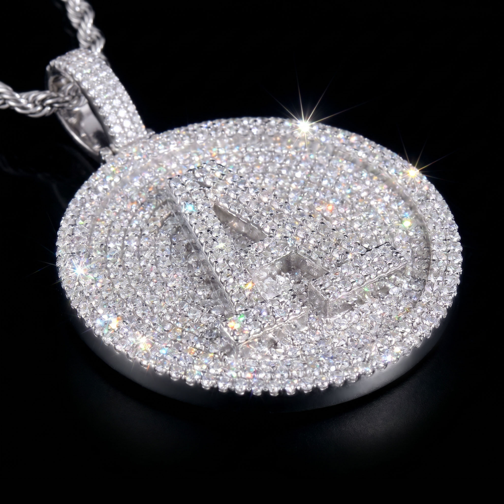Iced Out A-Z 26 Letter Disc Pendant