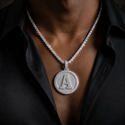 Iced Out A-Z 26 Letter Disc Pendant