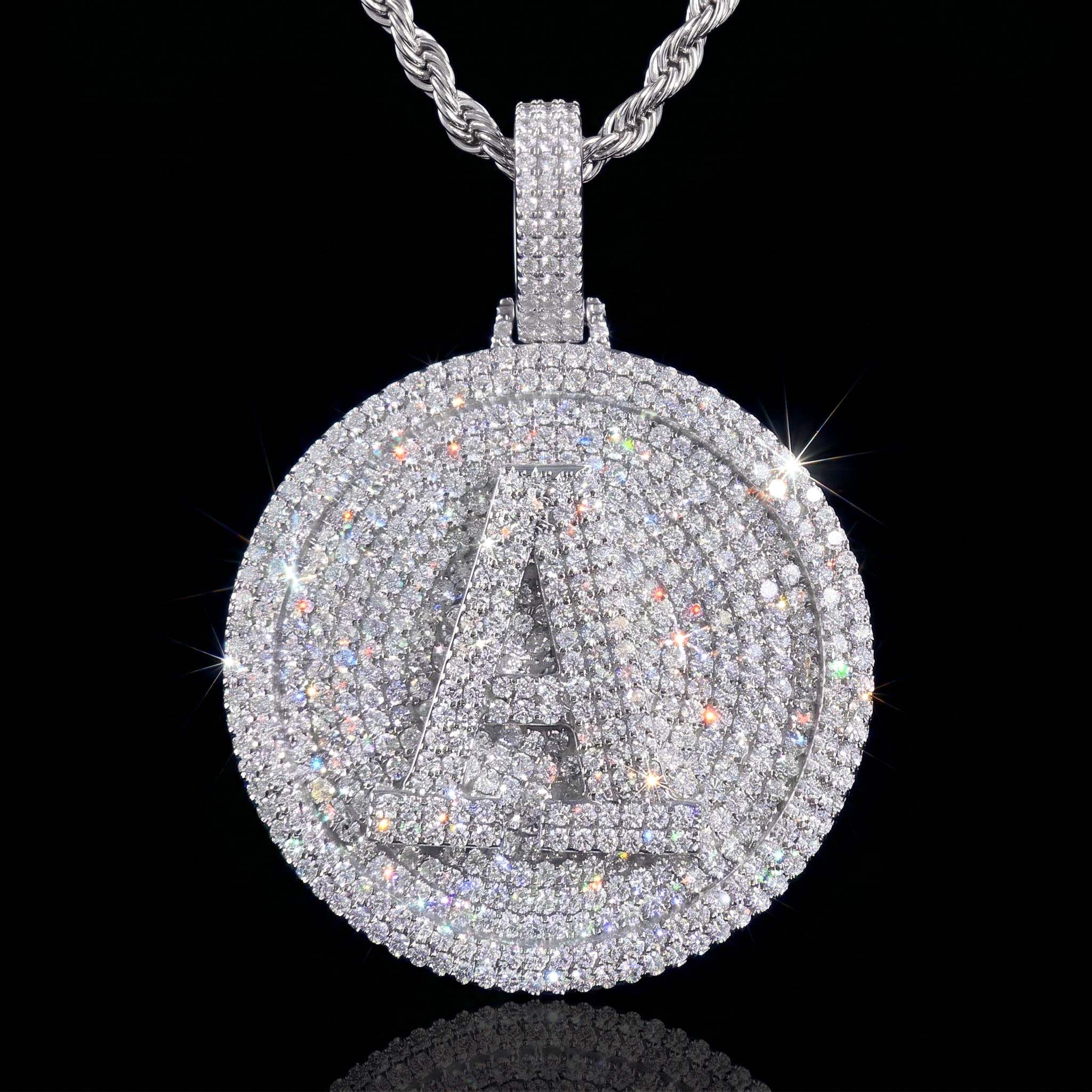 Iced Out A-Z 26 Letter Disc Pendant