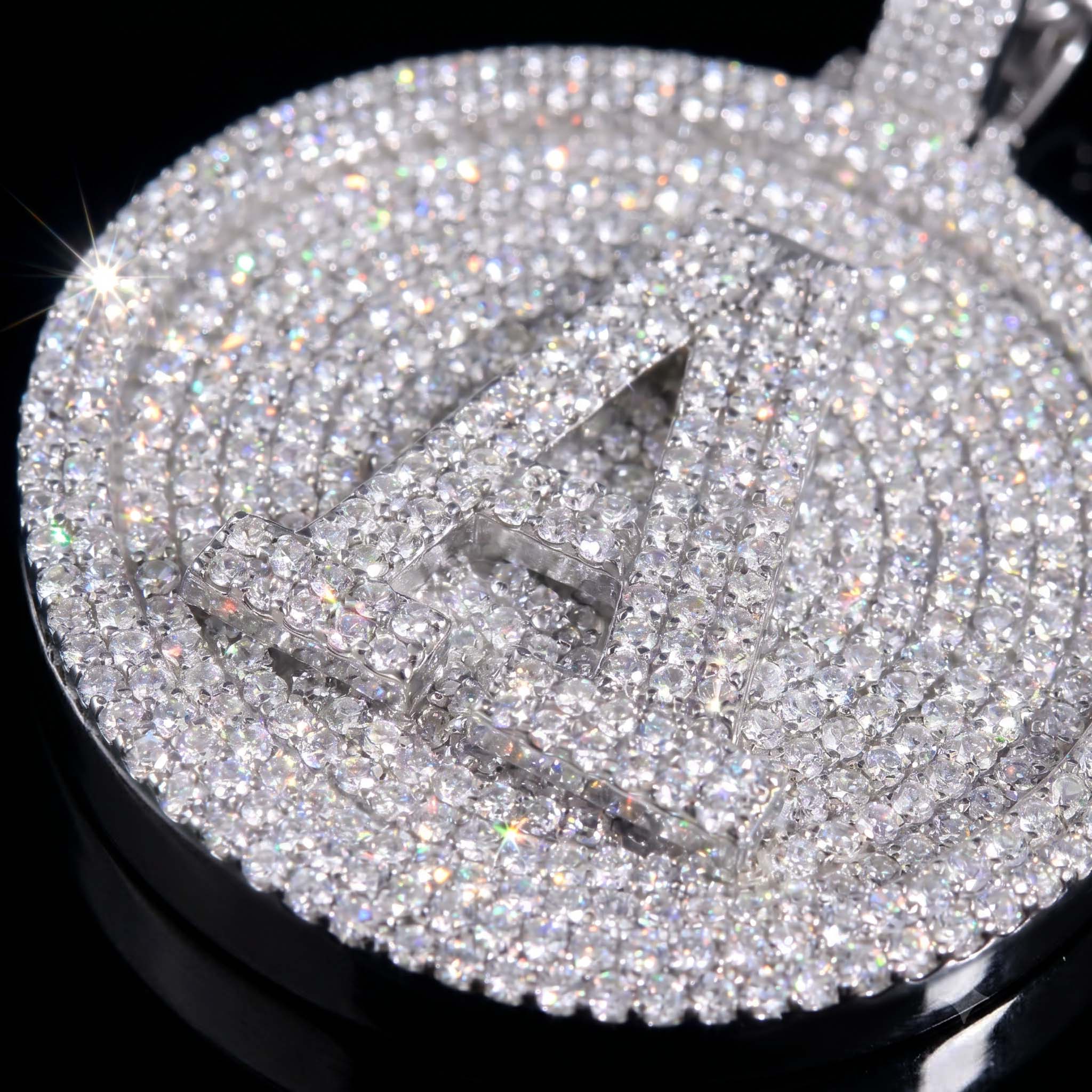 Iced Out A-Z 26 Letter Disc Pendant - LETTERS | Helloice