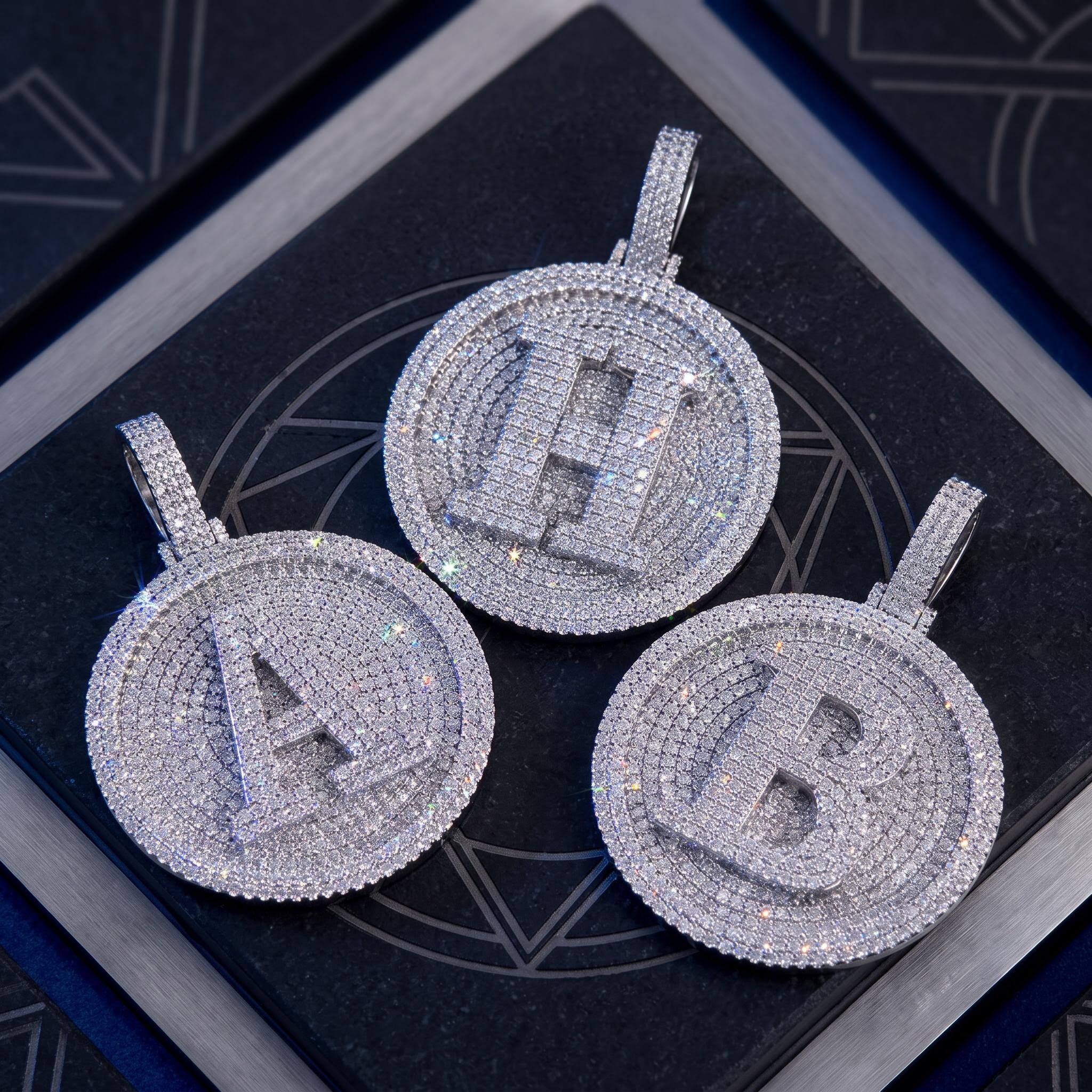 Iced Out A-Z 26 Letter Disc Pendant Iced Out A-Z 26 Letter Disc Pendant