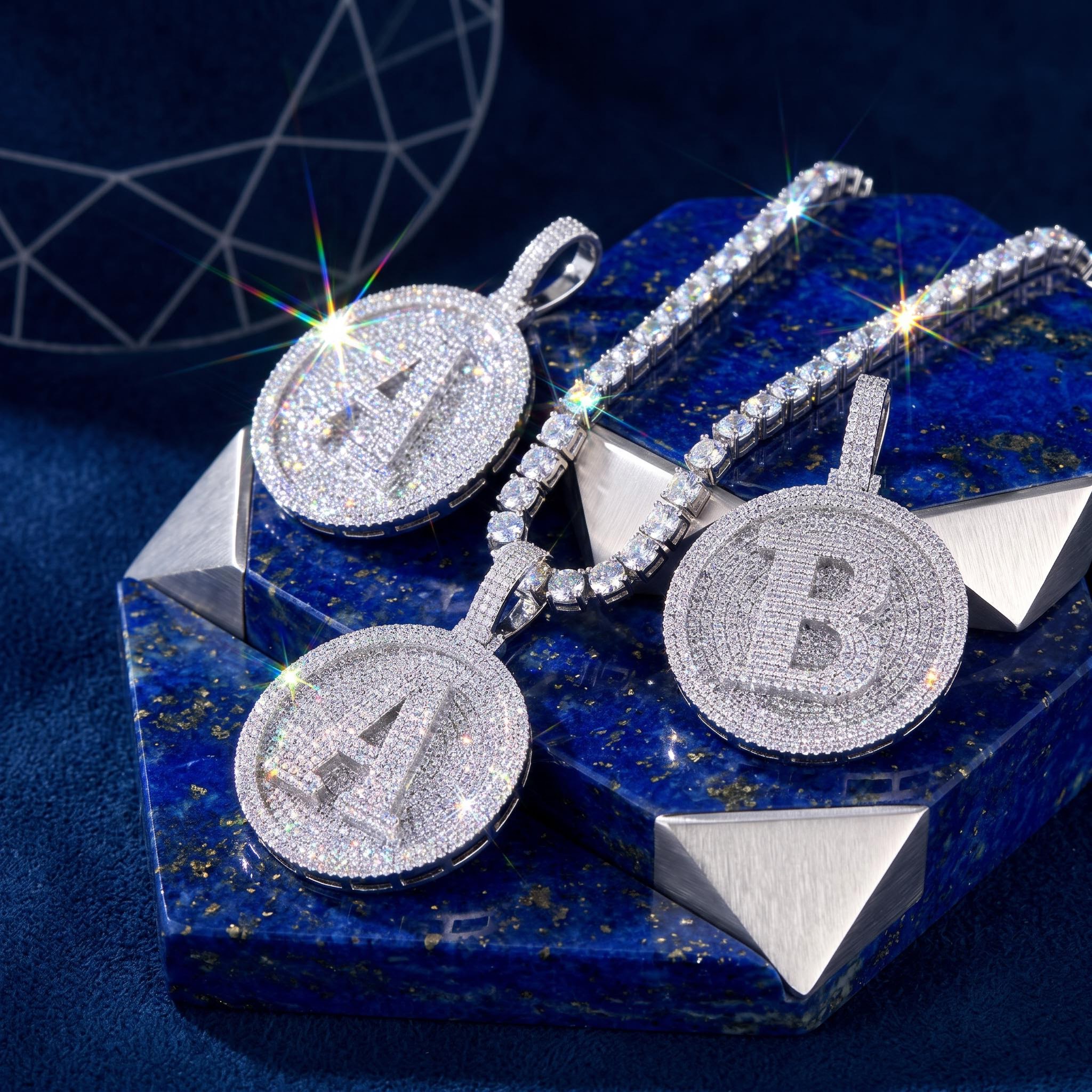 Iced Out A-Z 26 Letter Disc Pendant Iced Out A-Z 26 Letter Disc Pendant