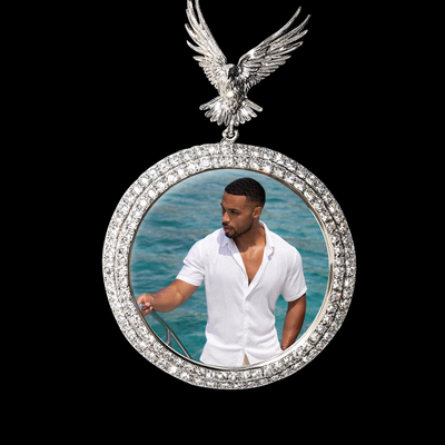 Iced Out Peace Dove Disc Photo Pendant