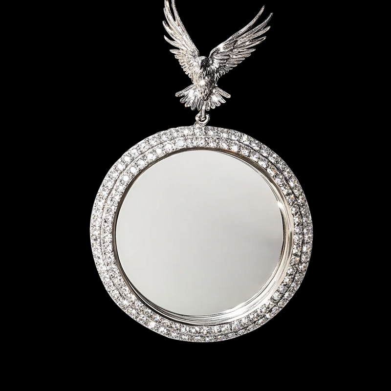 Iced Out Peace Dove Disc Photo Pendant Iced Out Peace Dove Disc Photo Pendant