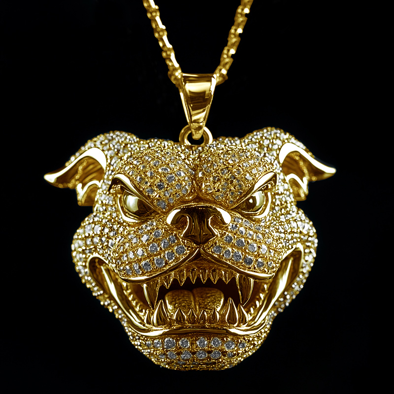 Iced Out Bulldog Head Pendant