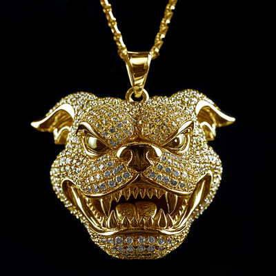 Iced Out Bulldog Head Pendant