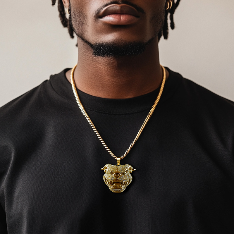 Iced Out Bulldog Head Pendant