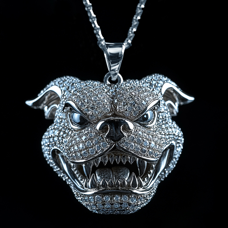 Iced Out Bulldog Head Pendant