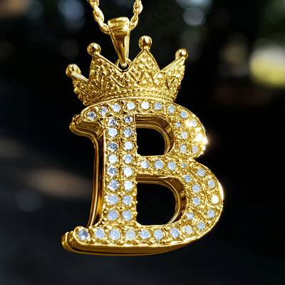 Iced Out Crown A-Z Letter Pendant