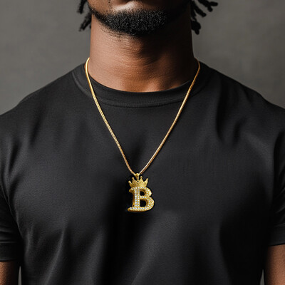 Iced Out Crown A-Z Letter Pendant