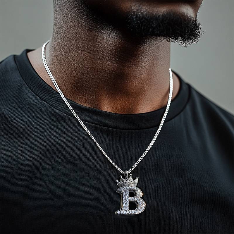 Iced Out Crown A-Z Letter Pendant