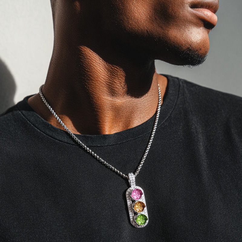 Iced Out Traffic Light Pendant