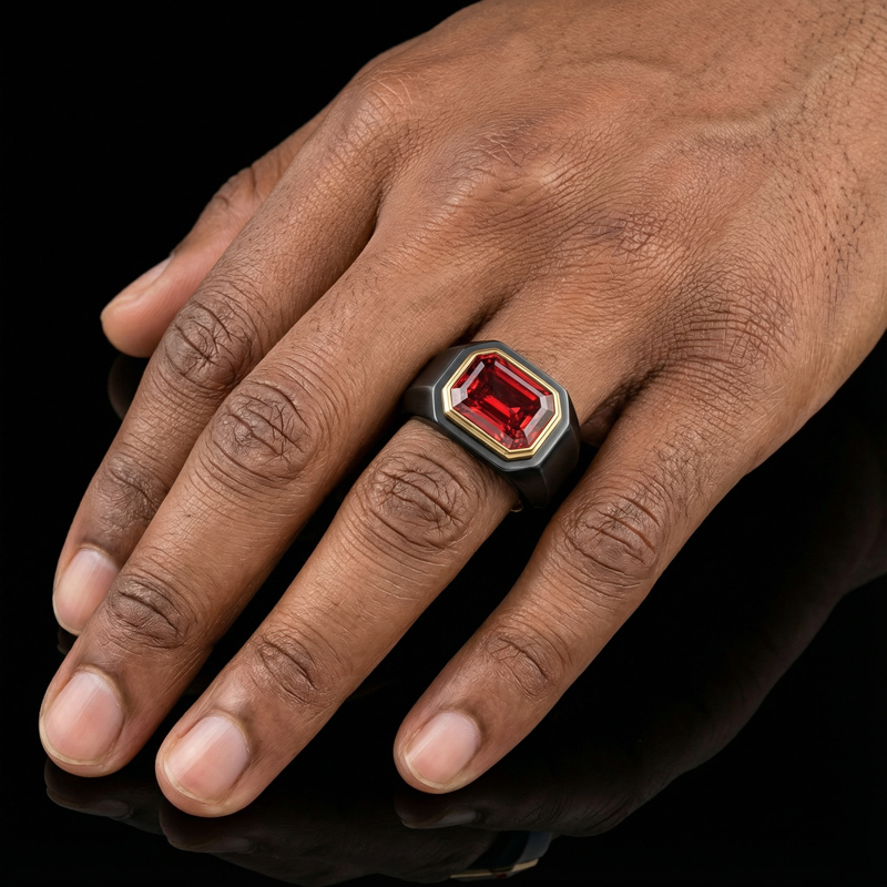 Iced Ruby Signet Ring