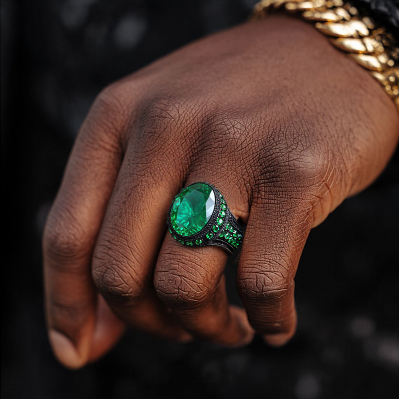 Iced Sapphire/Emerald/Purple Ring in Black Gold Iced Sapphire/Emerald/Purple Ring in Black Gold