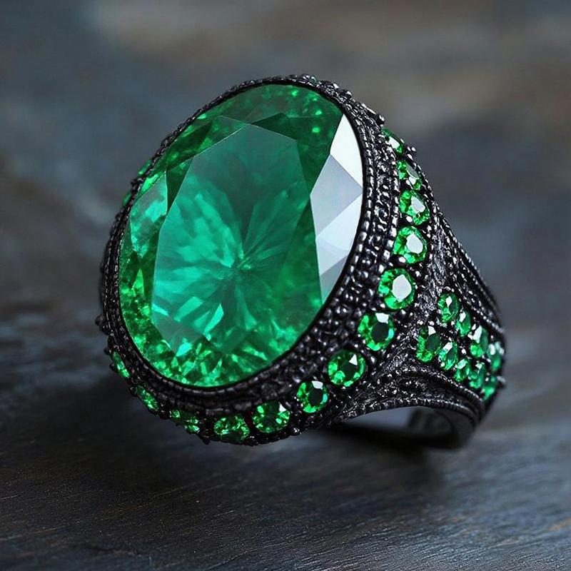 Iced Sapphire/Emerald/Purple Ring in Black Gold Iced Sapphire/Emerald/Purple Ring in Black Gold