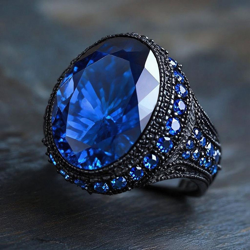 Iced Sapphire/Emerald/Purple Ring in Black Gold Iced Sapphire/Emerald/Purple Ring in Black Gold