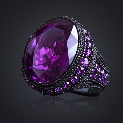 Iced Sapphire/Emerald/Purple Ring in Black Gold