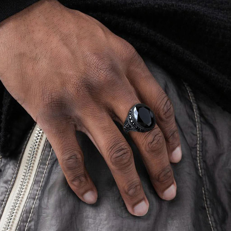 Iced Black Onyx Ring in Black Gold Iced Black Onyx Ring in Black Gold