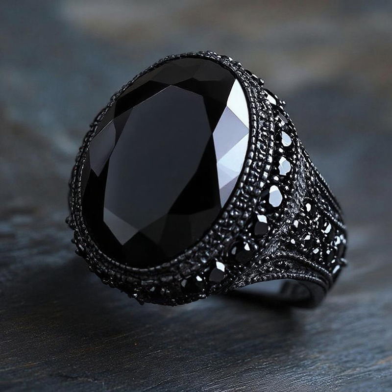 Iced Black Onyx Ring in Black Gold Iced Black Onyx Ring in Black Gold