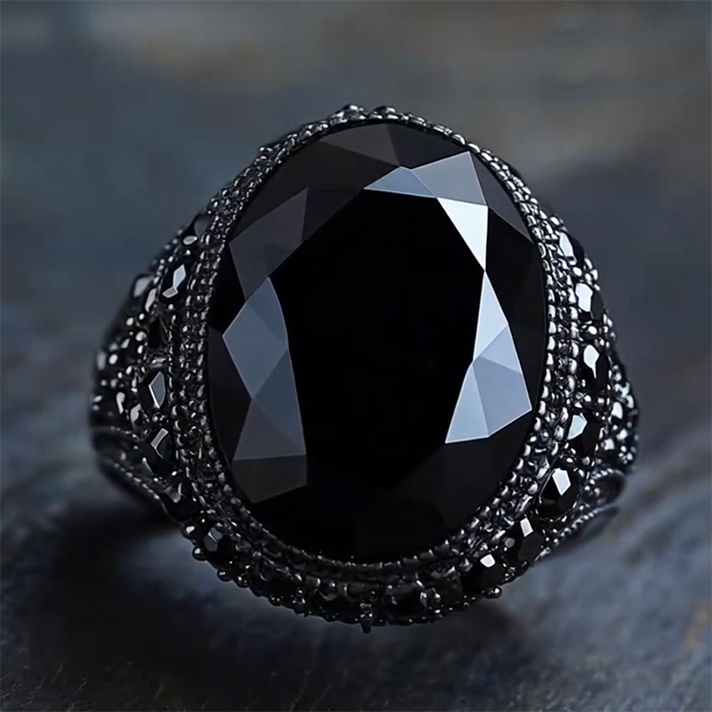 Iced Black Onyx Ring in Black Gold Iced Black Onyx Ring in Black Gold