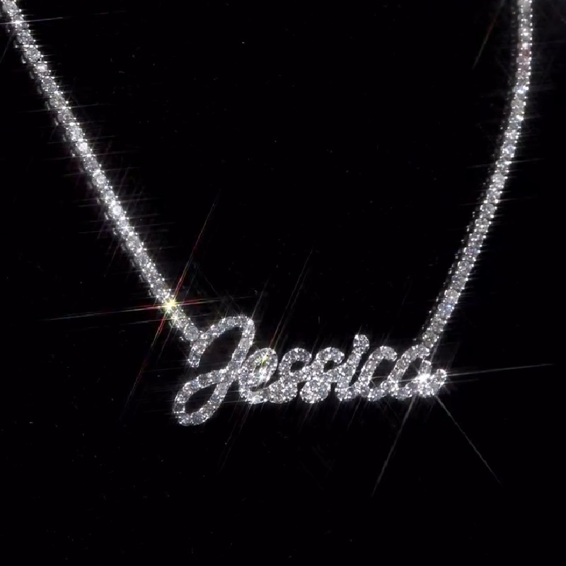 Personalized Name VVS Moissanite Tennis Necklace Personalized Name VVS Moissanite Tennis Necklace