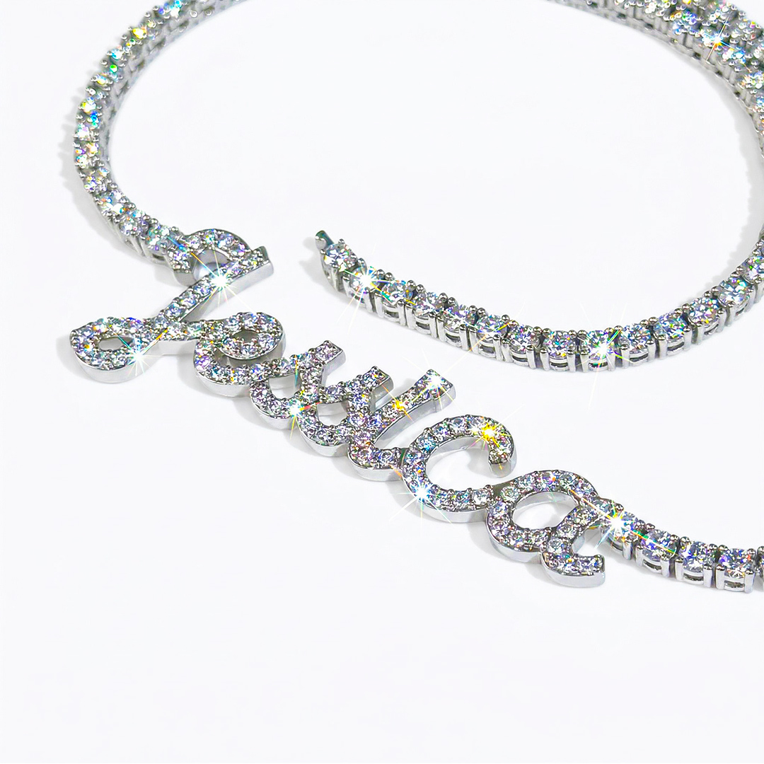 Personalized Name VVS Moissanite Tennis Necklace
