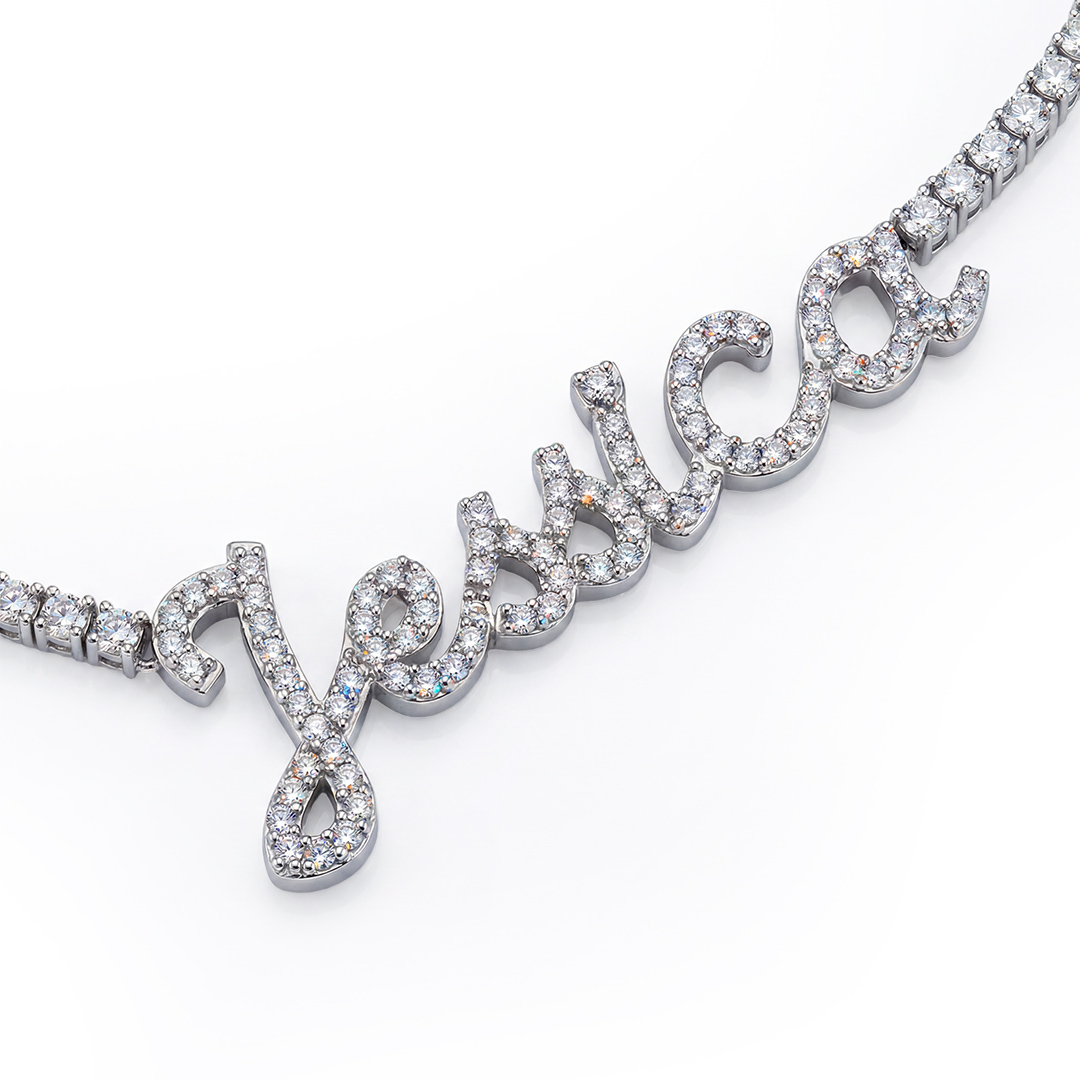 Personalized Name VVS Moissanite Tennis Necklace