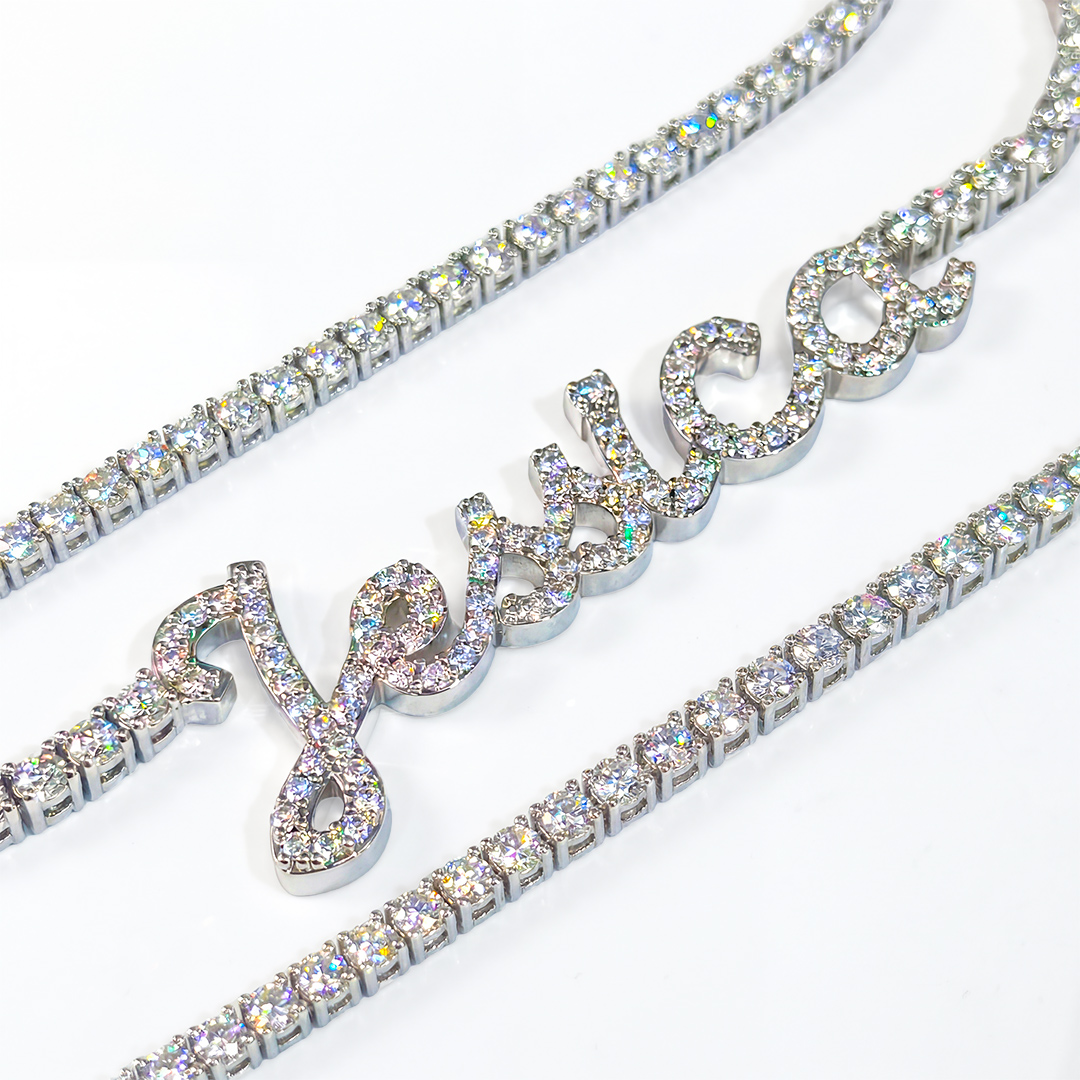 Personalized Name VVS Moissanite Tennis Necklace