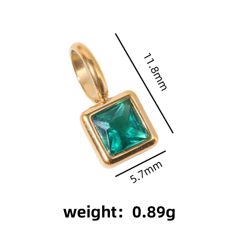 Personalized Asscher Cut Birthstone Charm Pendant Necklace Personalized Asscher Cut Birthstone Charm Pendant Necklace