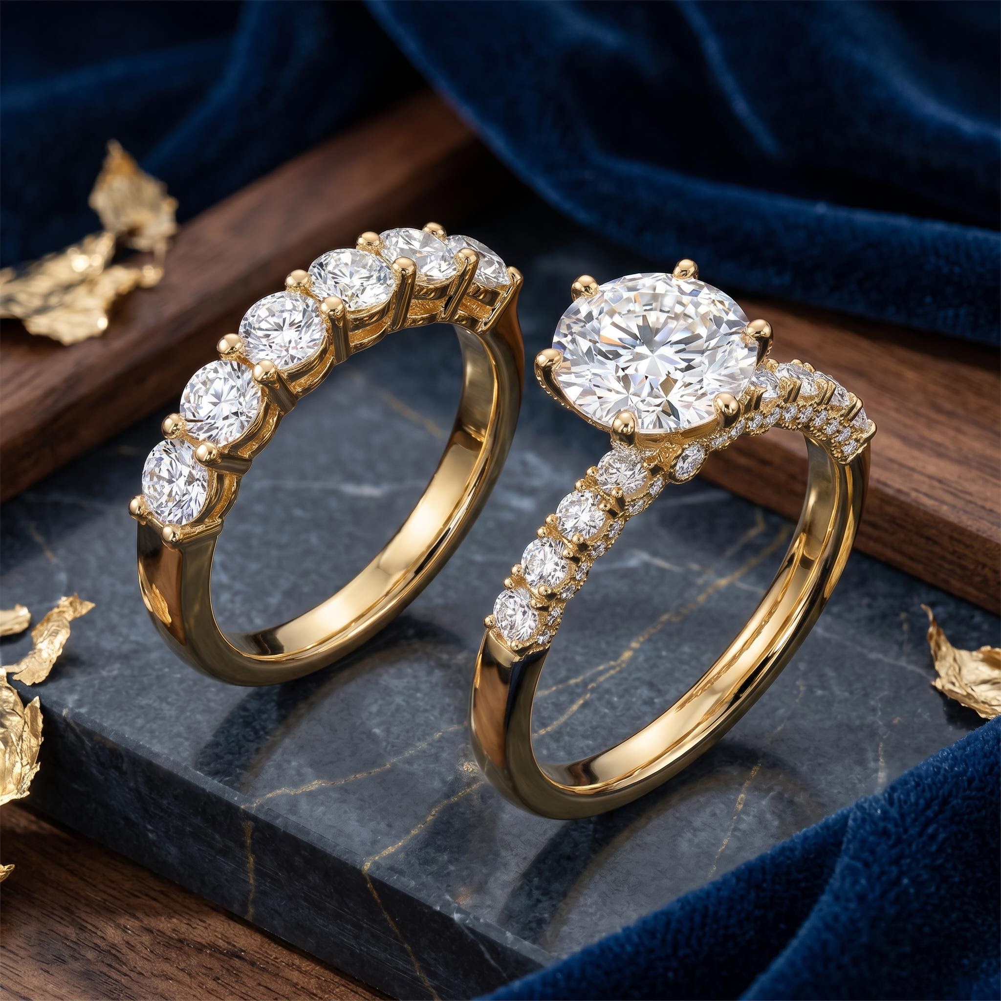 9.47ct. tw. Round Cut VVS Moissanite Pave Engagement Ring Set 9.47ct. tw. Round Cut VVS Moissanite Pave Engagement Ring Set