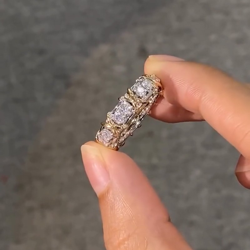 Round Cut VVS Moissanite Pave Wedding Band Round Cut VVS Moissanite Pave Wedding Band