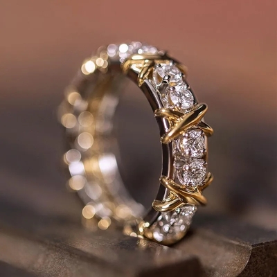 Round Cut VVS Moissante Pave Wedding Band