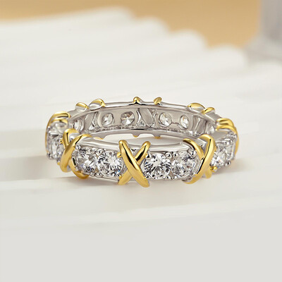 Round Cut VVS Moissante Pave Wedding Band