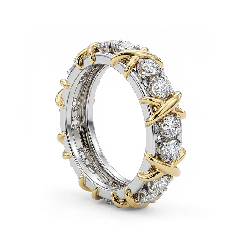 Round Cut VVS Moissanite Pave Wedding Band Round Cut VVS Moissanite Pave Wedding Band