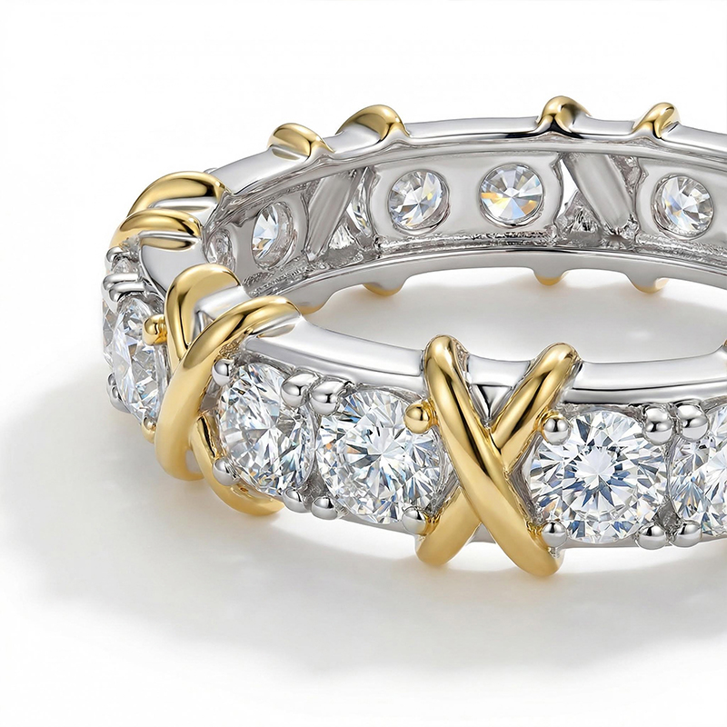 Round Cut VVS Moissanite Pave Wedding Band Round Cut VVS Moissanite Pave Wedding Band