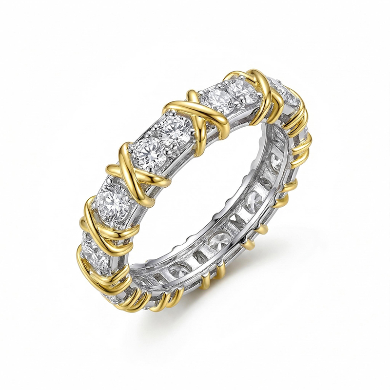 Round Cut VVS Moissanite Pave Wedding Band Round Cut VVS Moissanite Pave Wedding Band