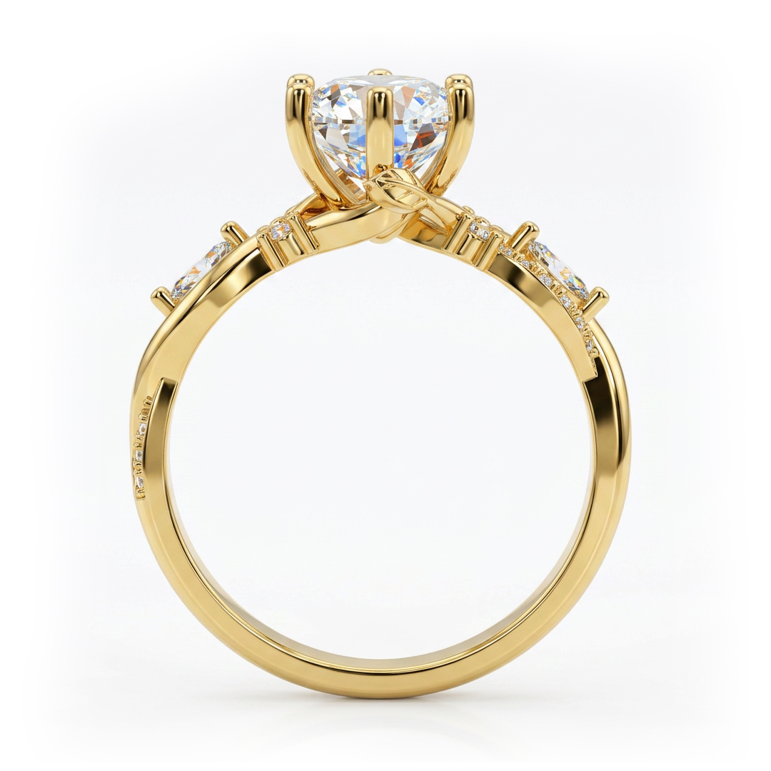 3.29CT Oval Cut VVS Moissanite Side Stone Engagement Ring