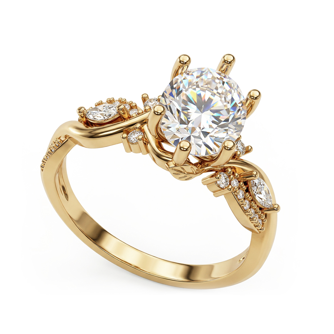 3.29CT Oval Cut VVS Moissanite Side Stone Engagement Ring
