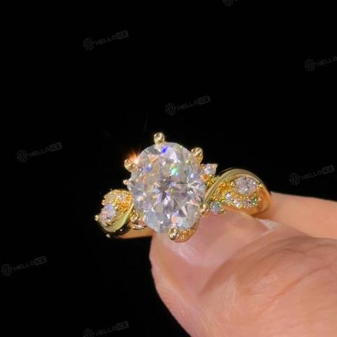 3.29CT Oval Cut VVS Moissanite Side Stone Engagement Ring 3.29CT Oval Cut VVS Moissanite Side Stone Engagement Ring