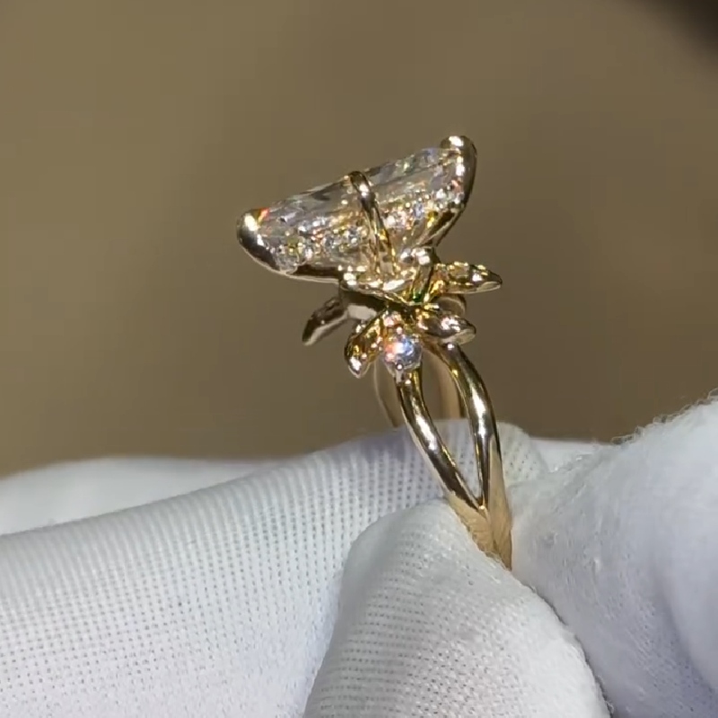 6.54CT Radiant Cut Moissanite Nature-Inspired Engagement Ring