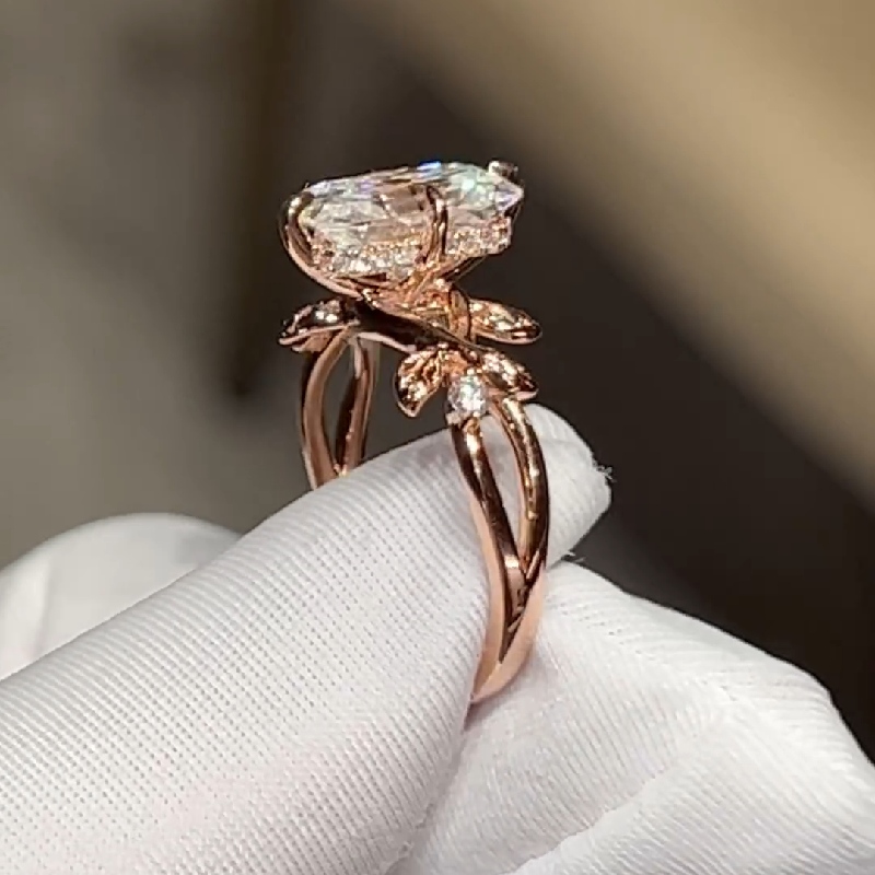 6.54CT Radiant Cut Moissanite Nature-Inspired Engagement Ring